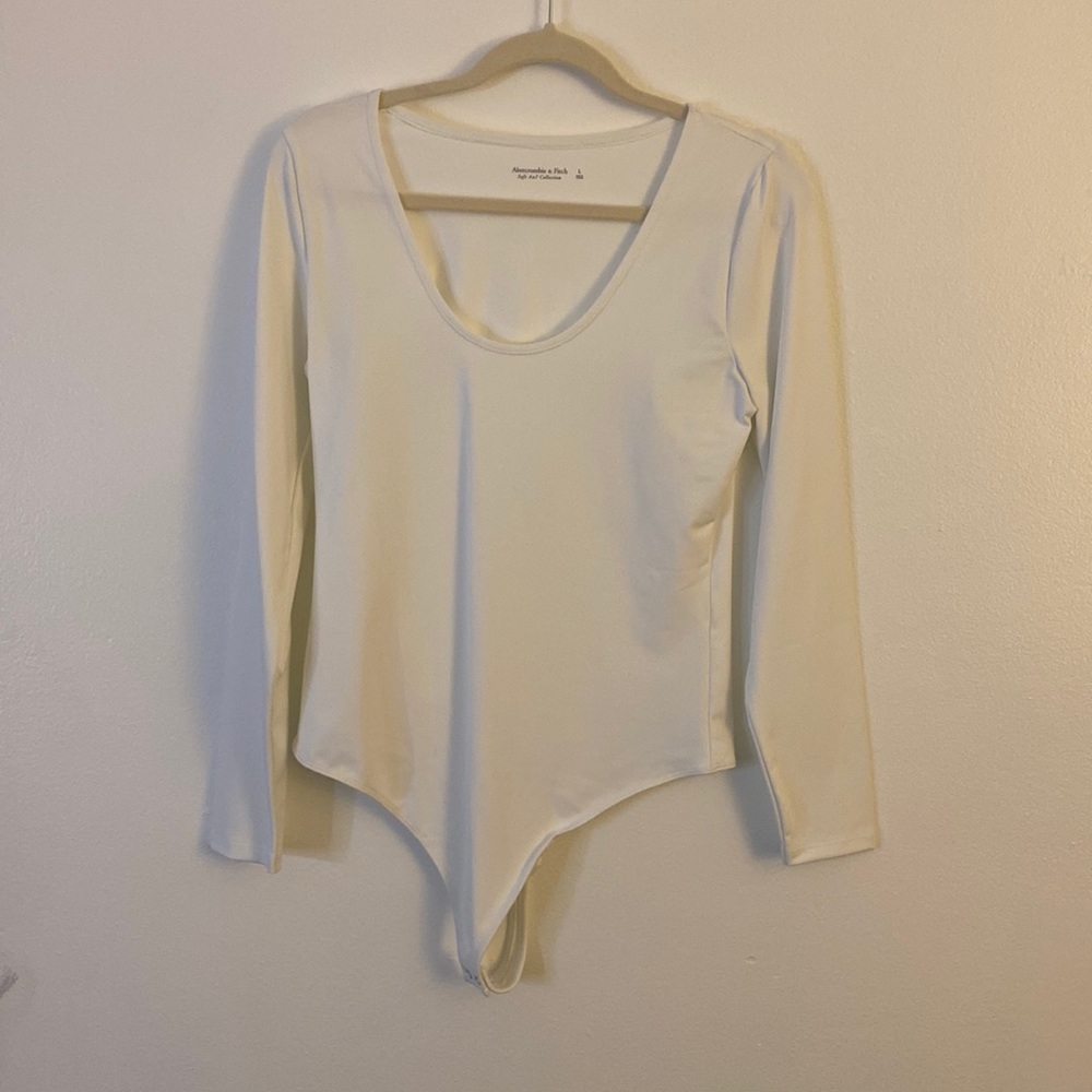 Abercrombie Long Sleeve Seamless Scoop-neck Bodysuit- White